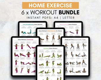 Full Body Workout Set Printable, Upper Body Lower Body Core Exercises, Arms Legs Abs Back Bodyweight No Equipment At Home Workout PDF Charts