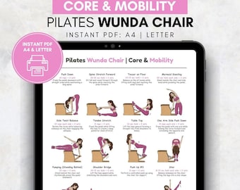Pilates Wunda Chair Mobility & Core Workout, Pilates Chair Exercises, Printable Pilates Poster, Pilates Chair Workout Chart, Pilates Images