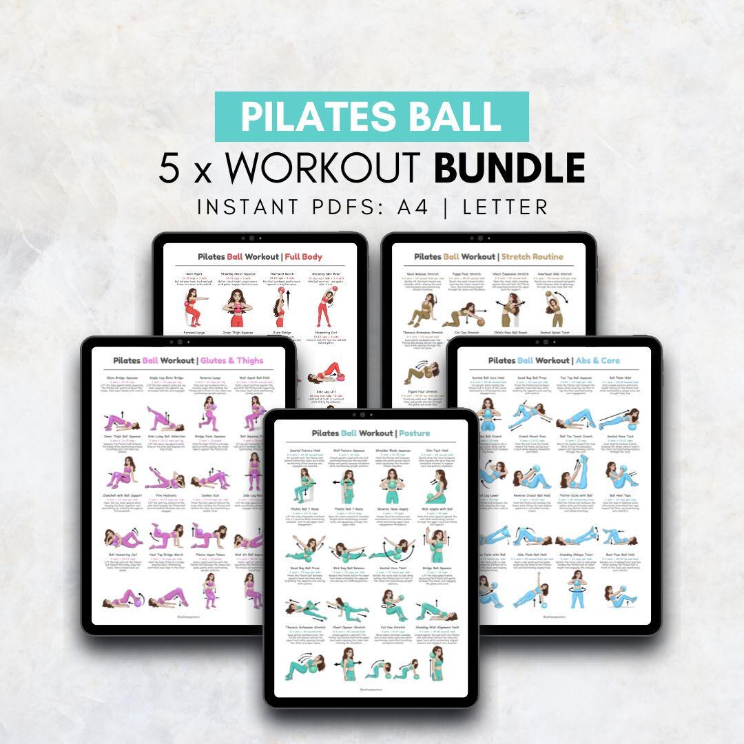Pilates Ball Workout Bundle Printable PDF, Pilates Ball Exercise Chart ...