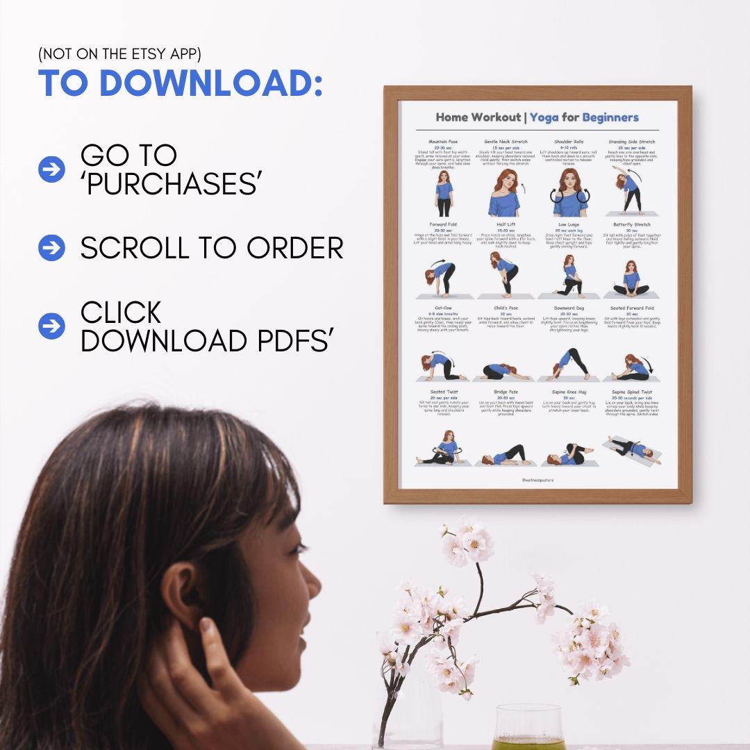 Beginner Home Yoga Workout Printable | Yoga Flow Chart | Gentle Full ...