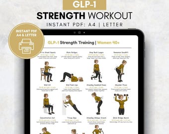 GLP-1 Workout for Women 40+, Low Impact Strength Workout, GLP-1 Friendly Exercise Plan, Full Body Home Workout, Womens Strength Routine PDF