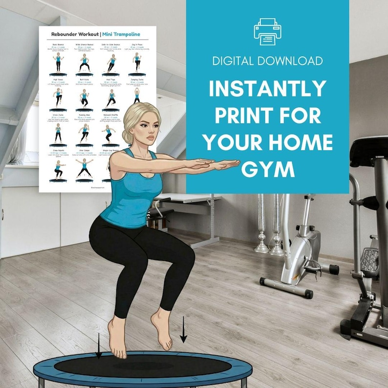 Mini Trampoline Workout Poster | Rebounder Exercise Chart for Home ...