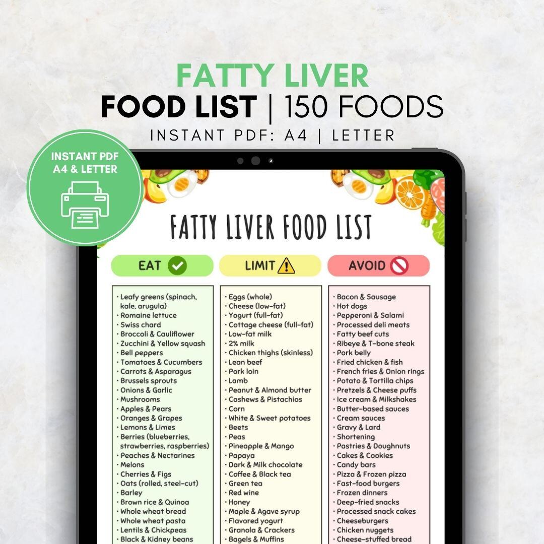Fatty Liver Food List Printable, Low Fat Low Sugar Grocery List for ...