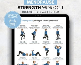 Menopause Workout, Strength Training For Menopause, Womens Exercise Routine, Home Workout with Dumbbells, Printable Exercise Poster PDF