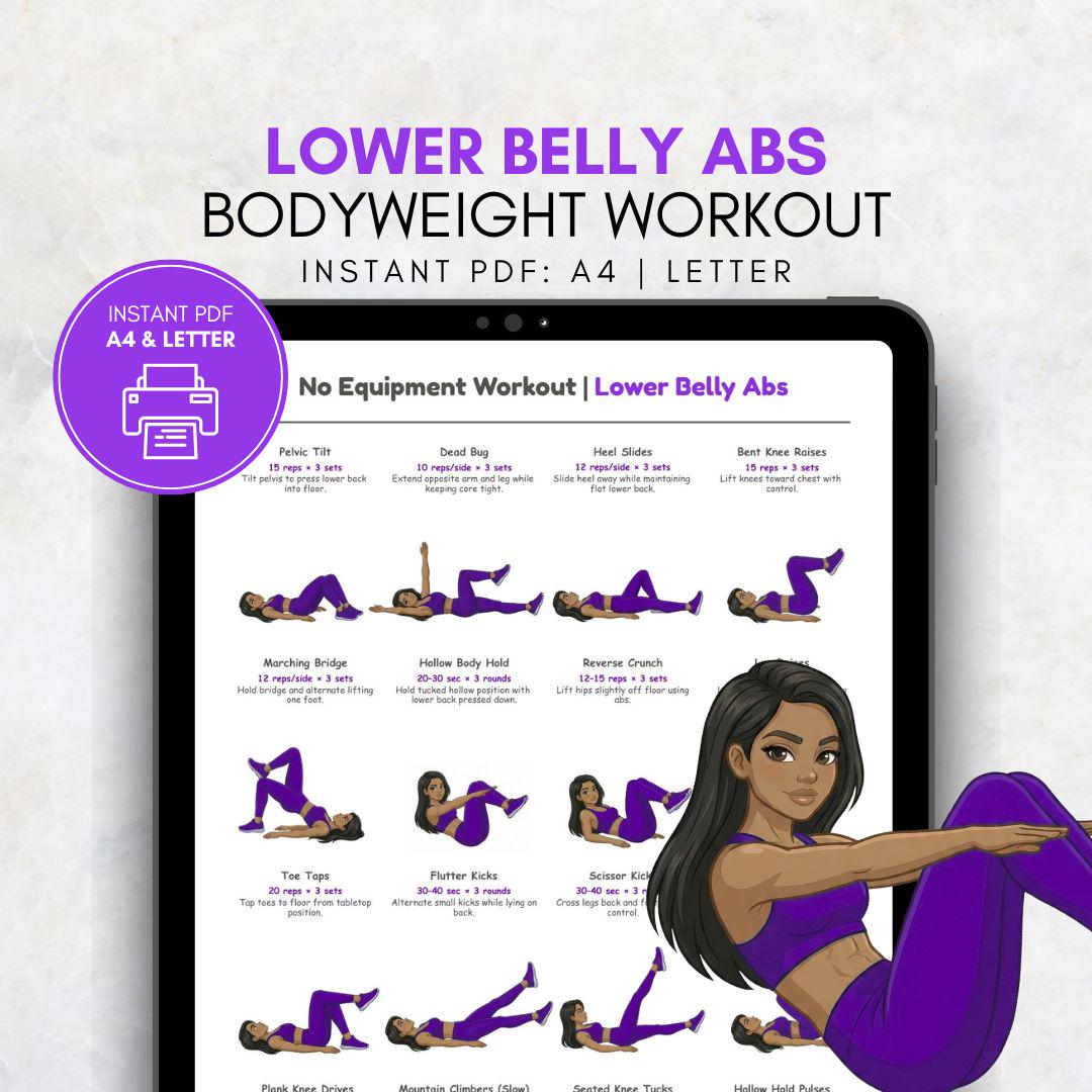 Belly Exercise .pdf Lower Belly Abs Workout Poster, Lower Ab Exercises Printable, Core ...