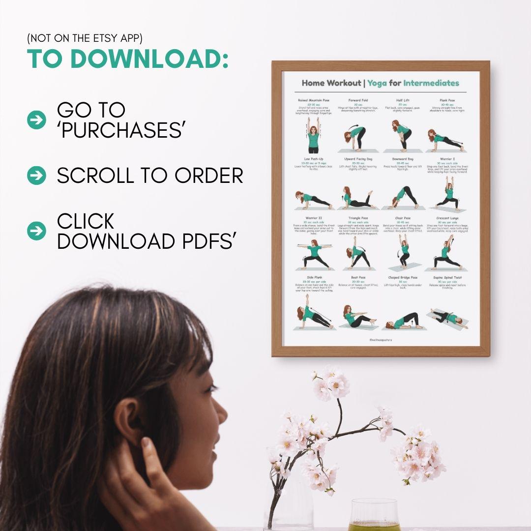 Intermediate Yoga Workout Printable | Yoga Flow Chart | Gentle Full ...