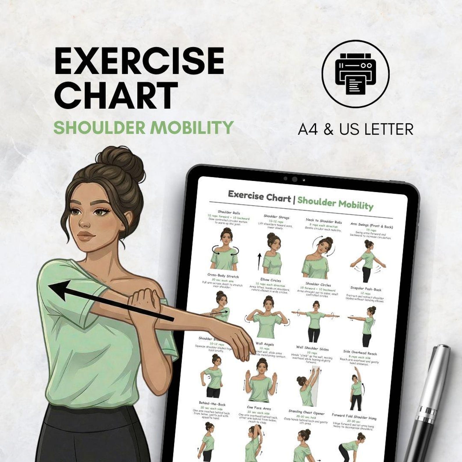 Shoulder Exercises Printable | Posture & Arm Exercises at Home | Upper ...