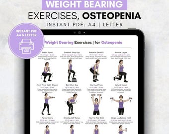 Weight Bearing Exercises for Osteopenia, Weight Training Activities for Bone Health, Printable Home Workout PDF, At Home Workout Program