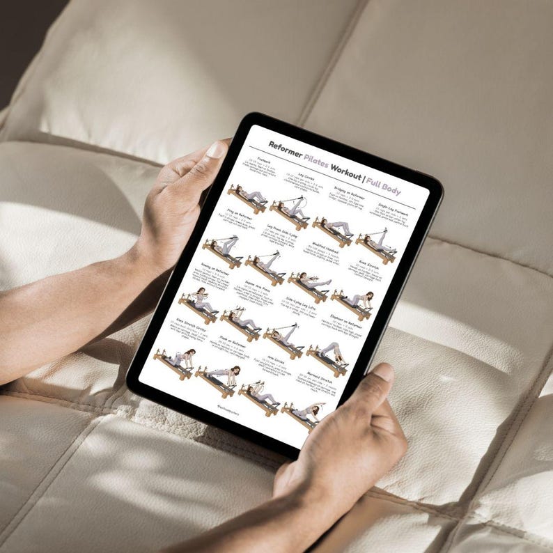 Reformer Pilates Full Body Workout Printable PDF | Pilates Reformer Exercise Chart | Home Studio Pilates Routine Guide | Womens Home Workout image 6