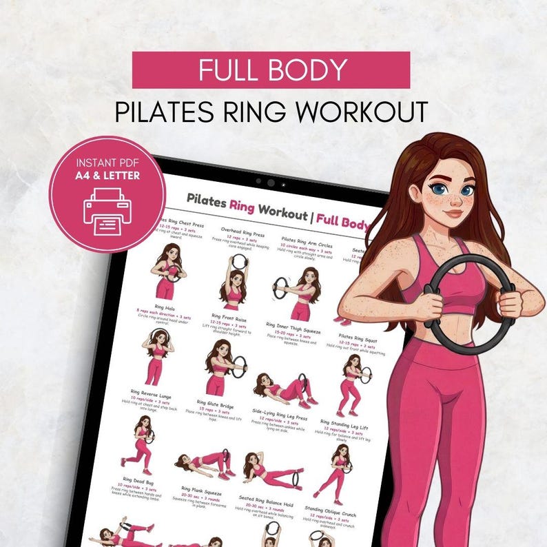 Pilates Ring Full Body Workout Printable Poster | Magic Circle ...