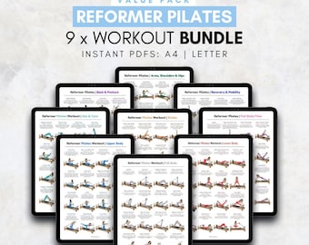 Mega Bundle Reformer Pilates Workout Printable PDF, Pilates Reformer Exercise Chart, Home Studio Pilates Routine Guide, Womens Home Workout