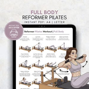 Reformer Pilates Full Body Workout Printable PDF | Pilates Reformer Exercise Chart | Home Studio Pilates Routine Guide | Womens Home Workout image 8