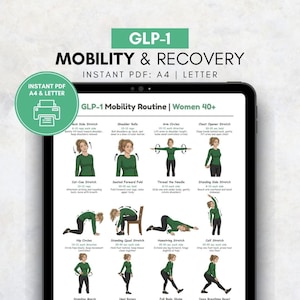 Stretch and Mobility Routine for GLP-1 Users, Women 40+ Low Impact Workout, GLP-1 Friendly Exercise Plan, Home Workout Printable PDF
