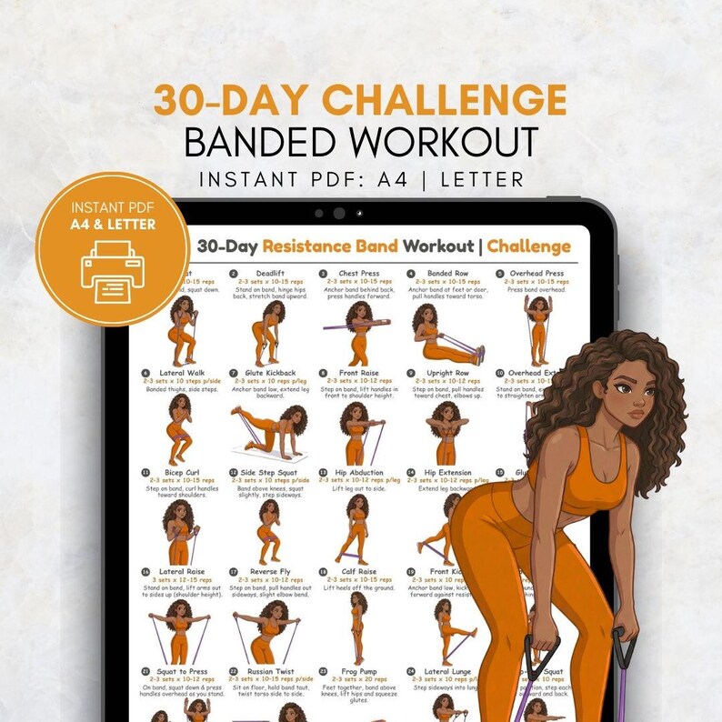 30 Day Resistance Band Full Body Workout Challenge, Resistance Band ...