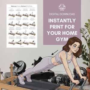 Reformer Pilates Full Body Workout Printable PDF | Pilates Reformer Exercise Chart | Home Studio Pilates Routine Guide | Womens Home Workout image 7