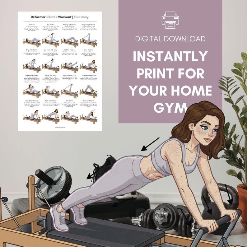Reformer Pilates Full Body Workout Printable PDF | Pilates Reformer Exercise Chart | Home Studio Pilates Routine Guide | Womens Home Workout image 7