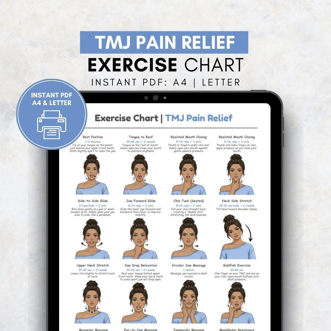 Printable Tmj Ruler TMJ Pain Relief Exercises PDF | Jaw and Neck Mobility Chart for TMJ ...