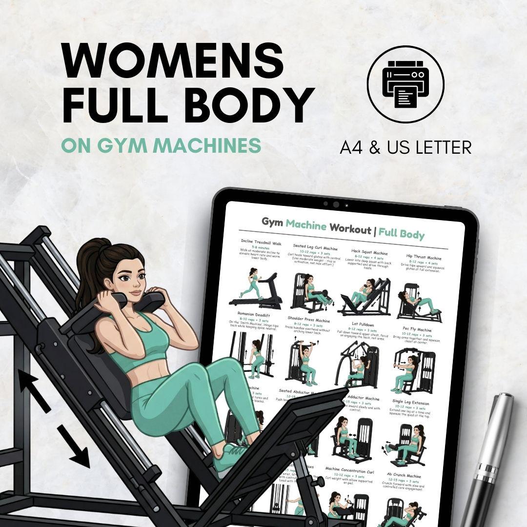 Work Out Machine Routine Full Body Gym Machine Workout for Women Printable Poster | Women’s Gym ...