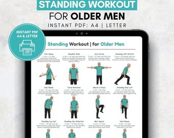 Standing Exercises for Older Men Printable | Standing Workout, Senior Men Home Workout, Balance & Mobility Chart PDF, Senior Workout Chart