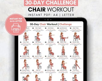 30 Day Chair Workout Plan Challenge | Seated Exercise Chart | No Equipment Office Chair Workout for Seniors & Beginners | Low Impact Fitness