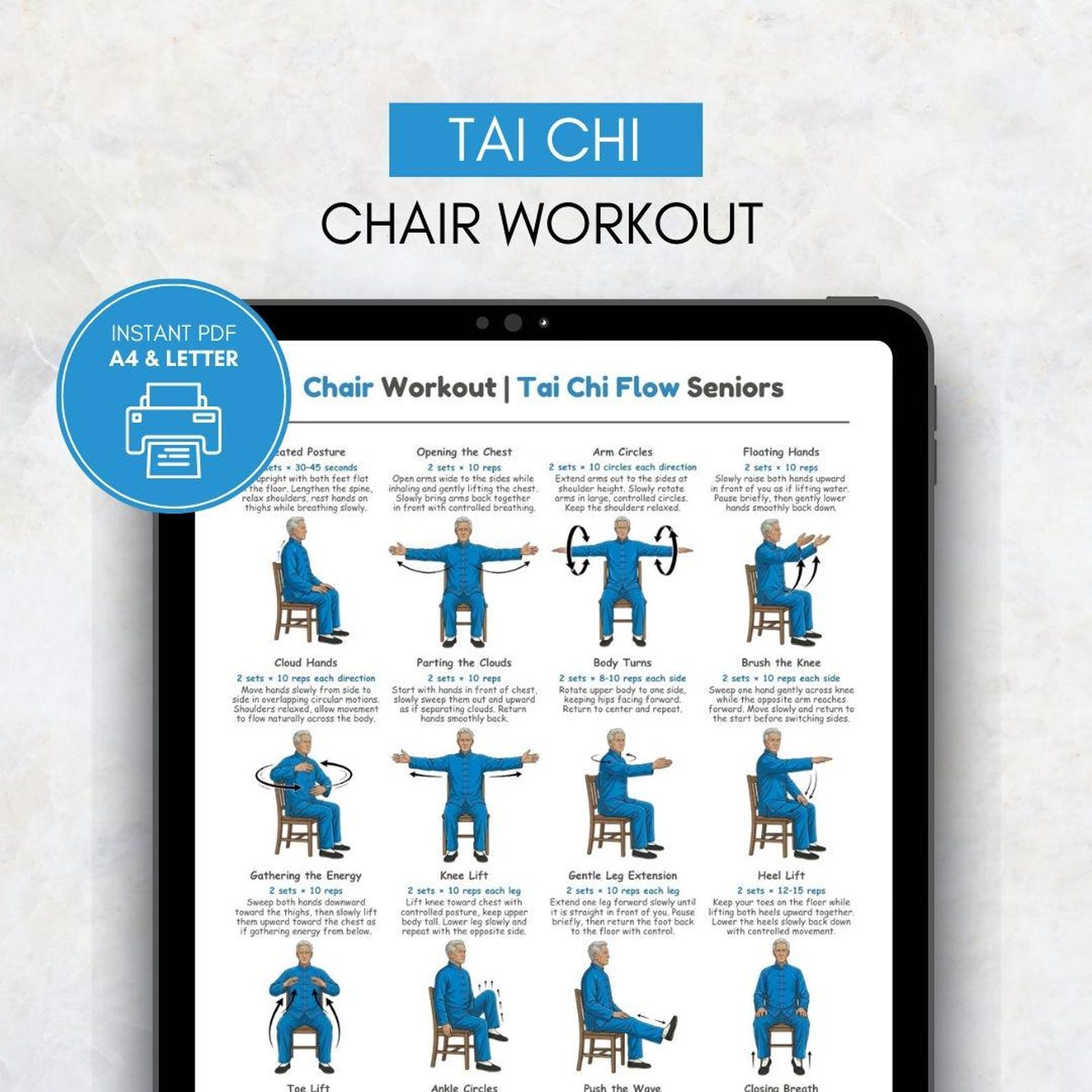 Printable Tai Chi Chair Workouts Senior Chair Exercises PDF Tai Chi 