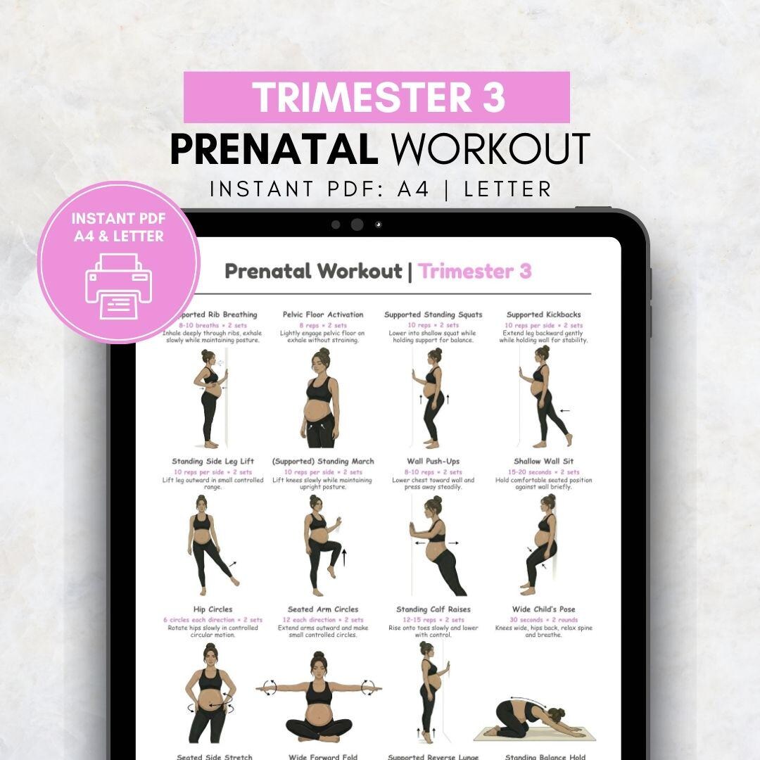 Prenatal Workout Printable | Gentle Pregnancy Exercise Chart | Full ...