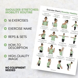 Shoulder Exercises Printable | Posture & Arm Exercises at Home | Upper Body Mobility | Mobility Poster PDF | Neck and Shoulder Exercises image 3