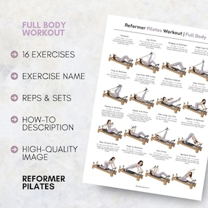 Reformer Pilates Full Body Workout Printable PDF | Pilates Reformer Exercise Chart | Home Studio Pilates Routine Guide | Womens Home Workout image 3