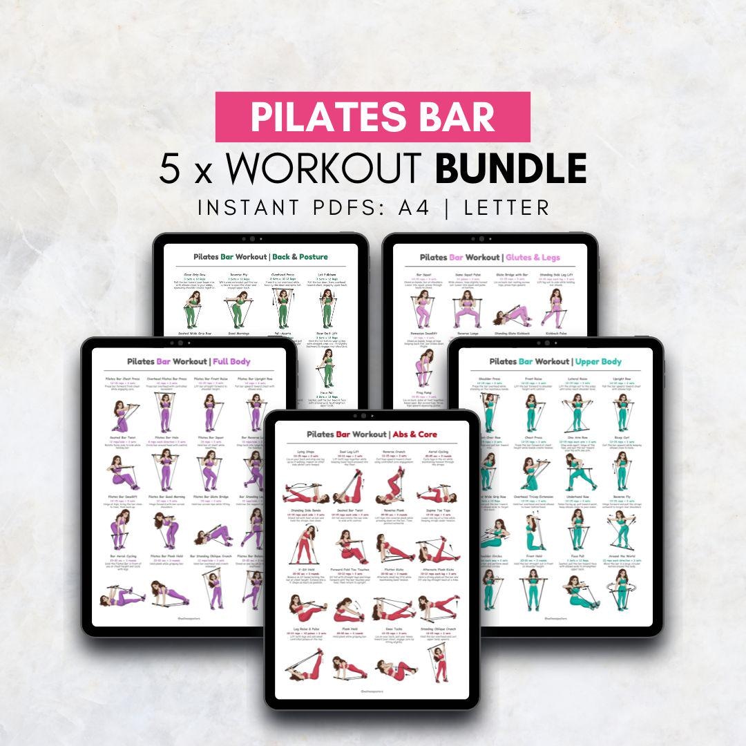 Pilates Bar Workout Bundle Printable PDF | Pilates Bar Exercise Chart ...