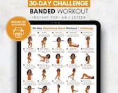 30 Day Resistance Band Full Body Workout Challenge, Resistance Band Exercises for Women, Home Workout, Fitness Daily Band Exercise Chart