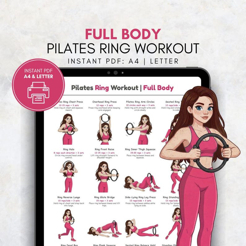 Pilates Ring Full Body Workout Printable Poster | Magic Circle ...
