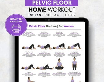 Ejercicios del suelo pélvico para mujeres / Tabla de ejercicios de Kegel para imprimir / Control del core y la vejiga posparto / PDF de ejercicios en casa / PDF de fortalecimiento del core