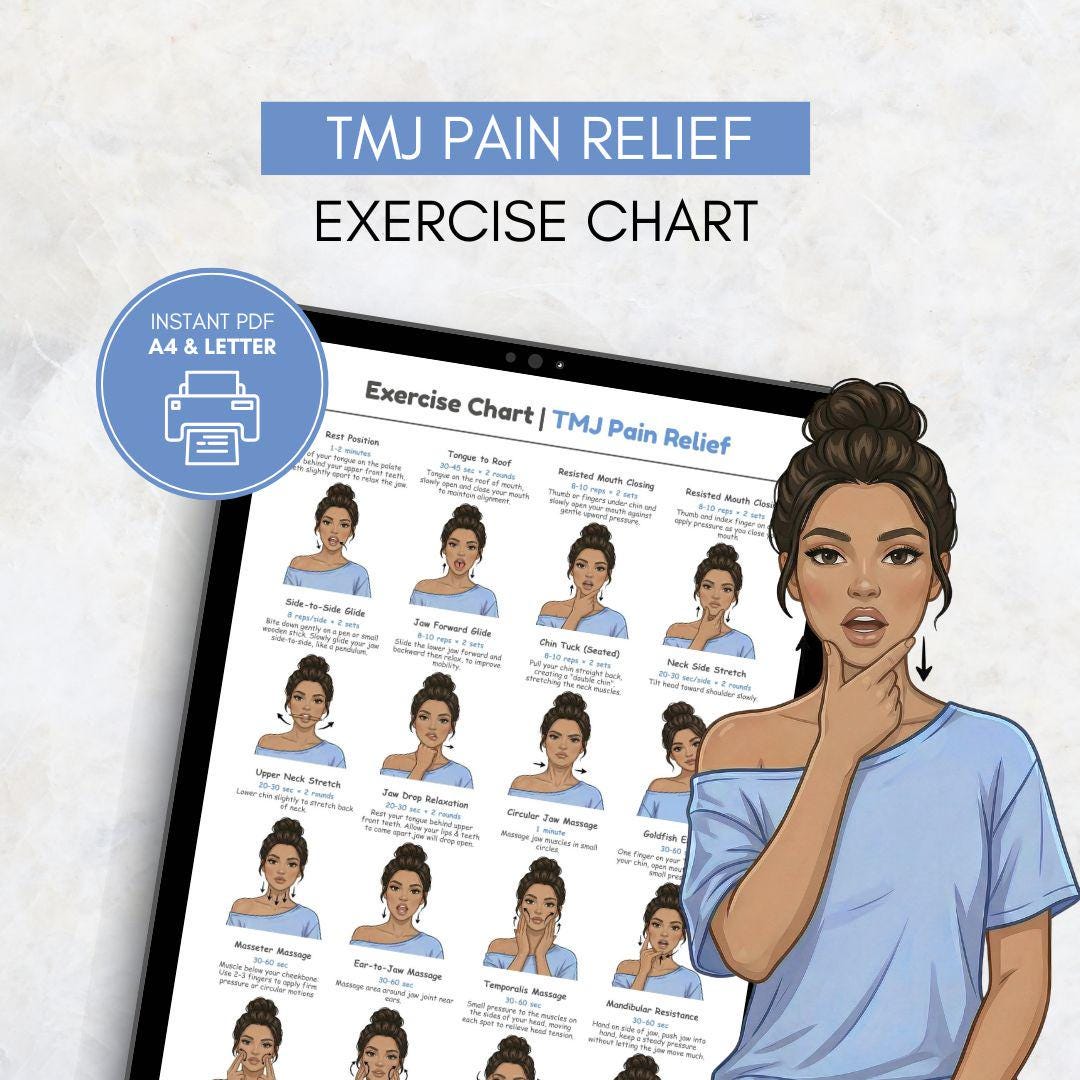 Printable Tmj Ruler TMJ Pain Relief Exercises PDF | Jaw and Neck Mobility Chart for TMJ ...
