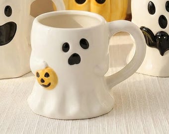 Ghost Halloween Ceramic Mug, Spooky Cute Coffee Cup, Pumpkin Mug, Halloween Decor, Ghost Lover Gift