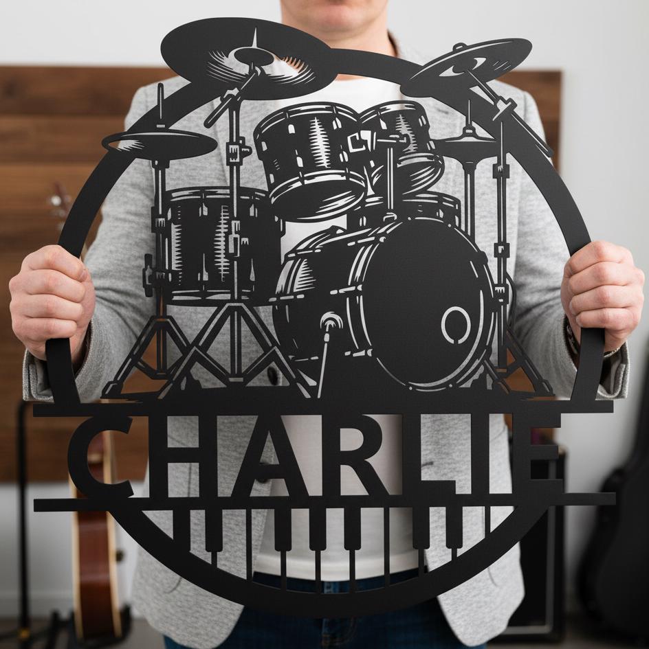 Drummer Sign Custom Drum Set Metal Sign,personalized Drummer Name Decor,piano Drum ...