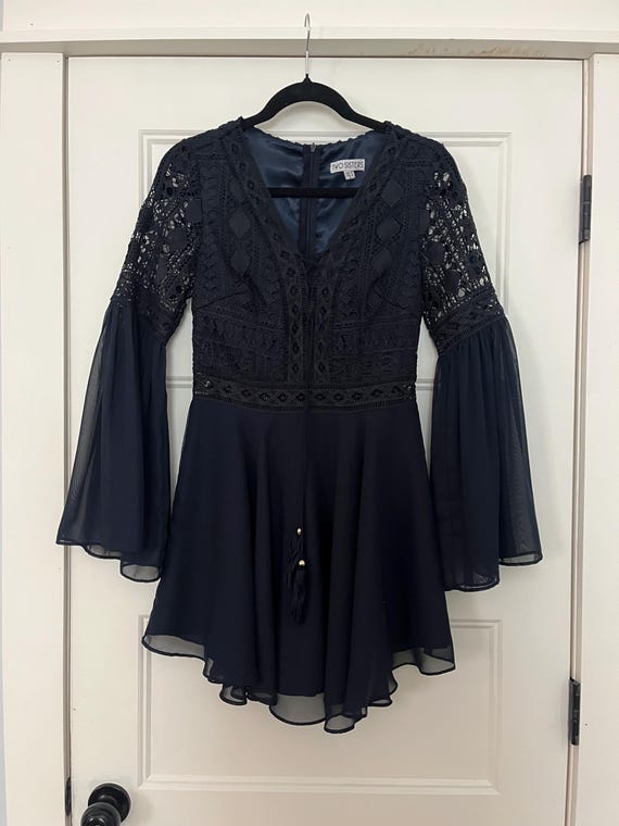 Two Sisters Lace Boho Festival Dress | Navy | Size S (US 4 / AU 8) View 2