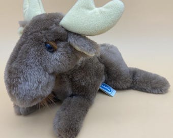 Dakin Vintage Brown Crushed NUT SHELL Filled Plush Moose 1978 Made in Korea