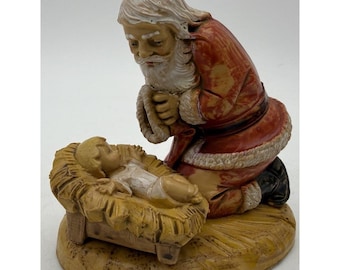 Vtg Fontanini 1984 Italy Santa Prays Kneeling Baby Jesus Christmas Nativity 598