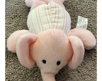 Vtg North American Bear Company - Pink "Flatophant" Plush Elephant Rattle 1991