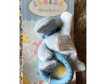 North American Bear Company Flatso Flatopotamus Teether Rattle Hippopotamus NOS