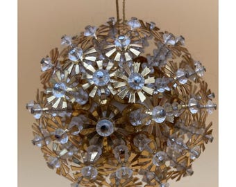 Vintage 1970s Hand Made Gold Push Pin Sequined Jeweled Beaded Ornament