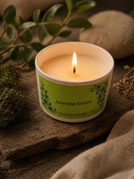 Jasmine Grove -Hand Poured Beeswax Candle