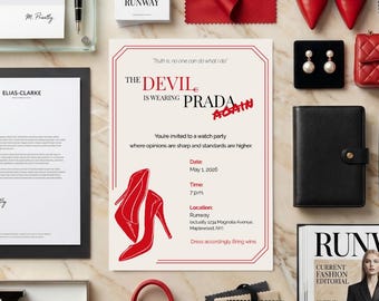 Watch Party Invite, Devil Wears Prada Themed Gathering, Chic Fashion Birthday Invite (Digital Download)