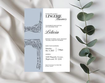 Lingerie Shower Invitation Template | Editable Bridal Shower Invite (Instant Download)