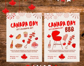 Canada Day BBQ Invitation Template | Festive Picnic Party (Digital Download)