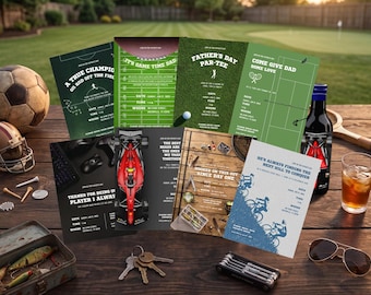 Editable Sports Party Invitation Template | 8 Themes | Father's Day (Digital Download)