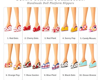Handmade Barbie Platform Slippers | Sunny Stroll Collection Doll Shoes