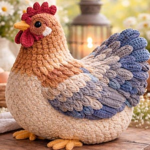 Modèle au crochet Amigurumi coq réaliste à télécharger en PDF, jouet pour animaux de la ferme, oiseau de la ferme, poulet au crochet