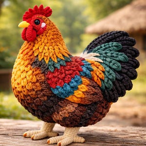 Gehaakte kip patroon pdf, realistische amigurumi gehaakte haan zelfstudie, boerderij pluche vogel digitale download