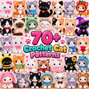 70+ realistiska kattvirkmönster amigurumi kattungehandledning (engelska)